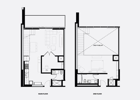 Floor plan for 1 bed, 2 baths, 1084 sqft